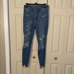 American Eagle Outfitters Women's Ripped Blue Skinny Jeans